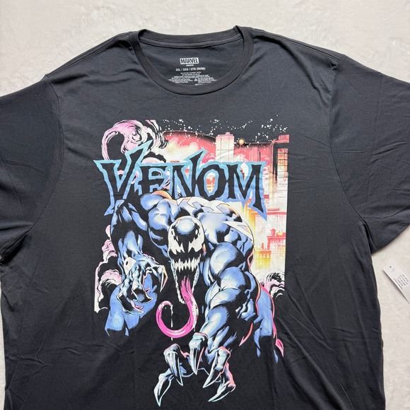 MARVEL Venom Graphic T Shirt 3XL 3XG Charcoal Gray‎ Short Sleeve Cotton Blend - Picture 2 of 7